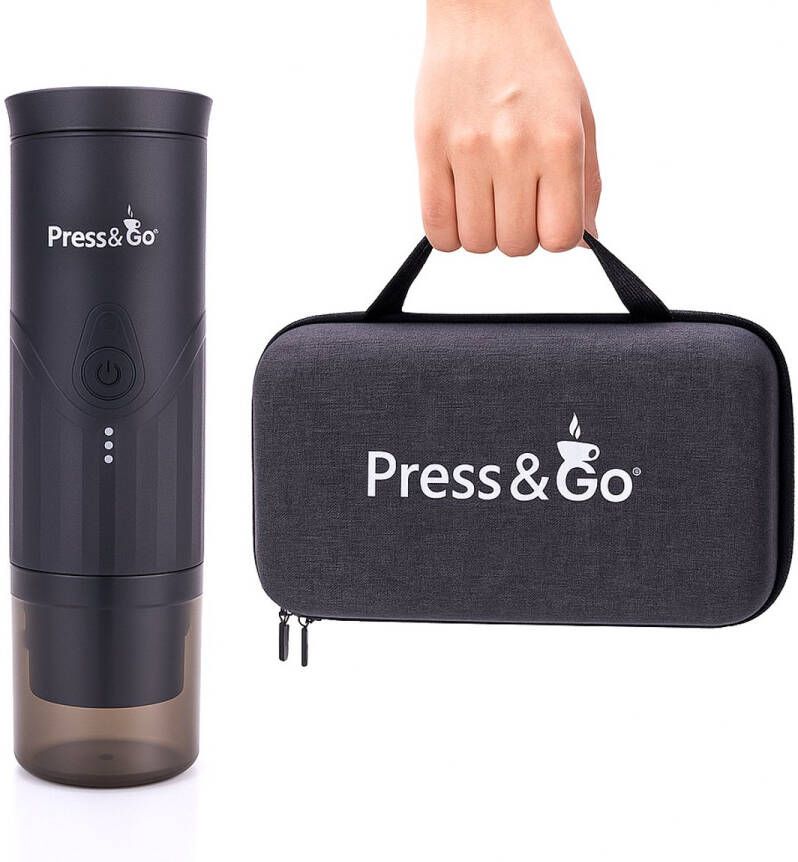 Press & Go Draagbare Espressomachine – 12V Auto & USB – Handmatig Koffie Onderweg Compacte Koffiemachine voor Reizen Vrachtwagen & Camping – Met Opbergtas
