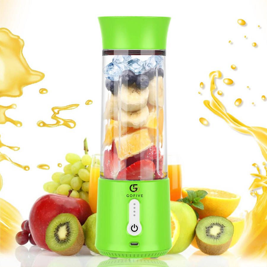 GoFive GF1 Mini Blender Limoengroen 500 ml USB-C Oplaadbaar
