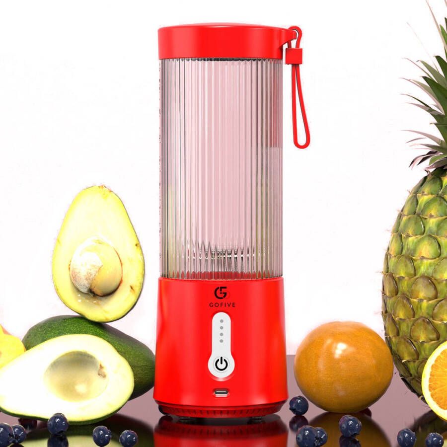 GoFive GF2 Mini Blender Rood 450 ml USB-C Oplaadbaar