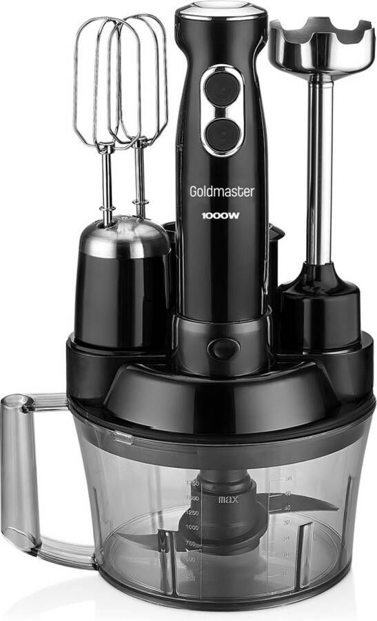 GoldMaster ELENAMAX GM-7239B Staafmixer RVS Keukenmachine Keukenrobot Blender Zwart
