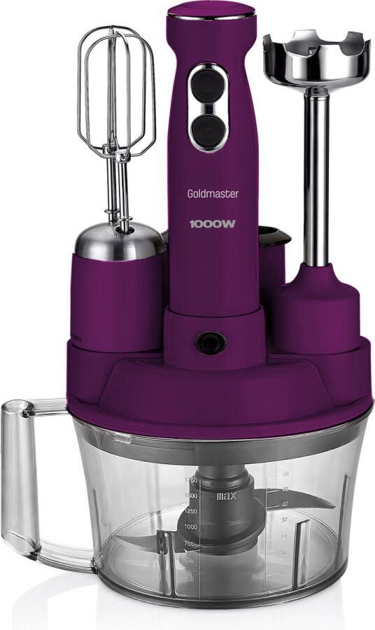 GoldMaster ELENA MAX GM 7239M Staafmixer RVS Keukenmachine Keukenrobot Blender Smoothie Purple Paars