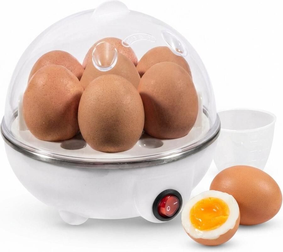 Golermo Eierkoker voor 7 Eieren – Elektrisch & Multifunctioneel – Koken Pocheer & Stomen – Zacht Medium of Hard – Automatisch Uitschakelen – Wit
