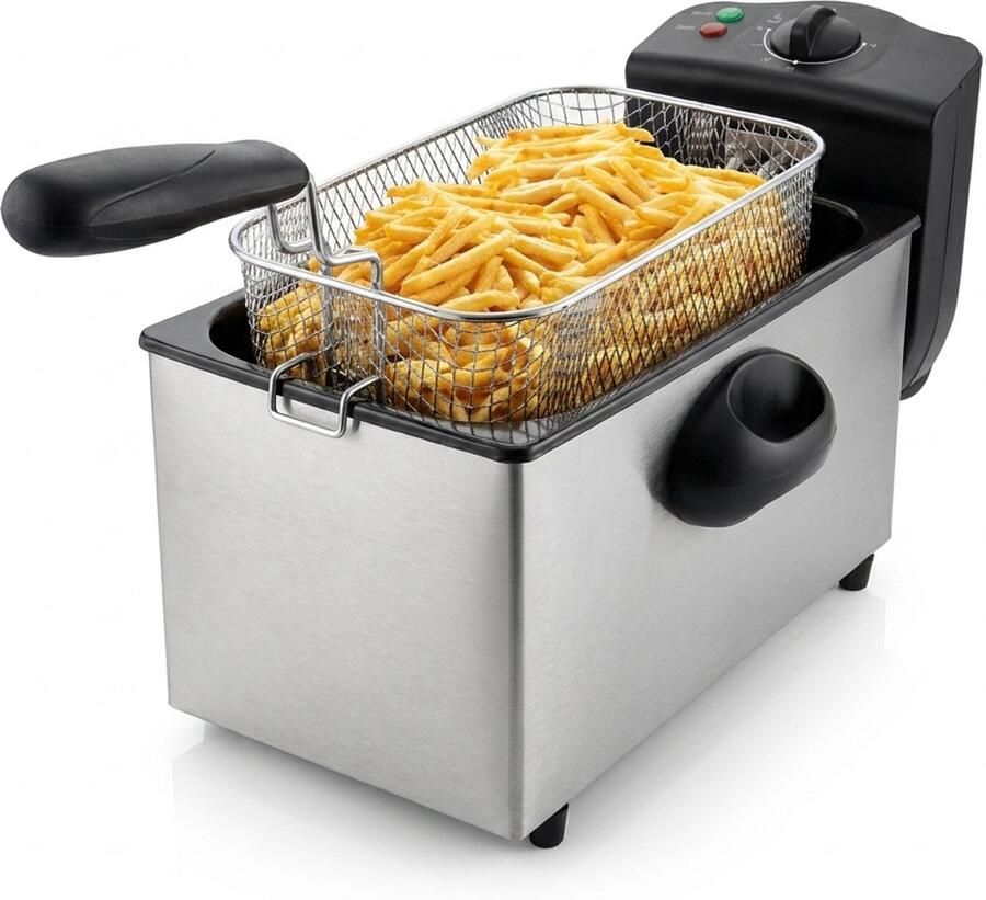 Golermo Frituurpan 3 Liter Friteuse 2000W RVS Frietpan met Instelbare Temperatuur
