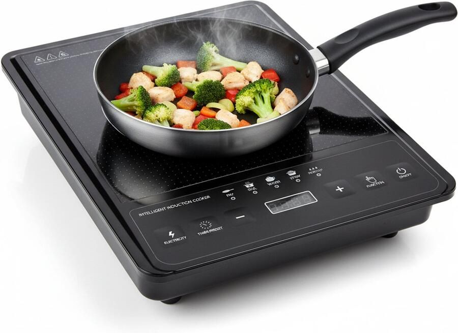 Golermo Inductie Kookplaat Vrijstaand Elektrische Kookplaat met 8 Standen Touch Display Timer Oververhittingsbeveiliging Zwart