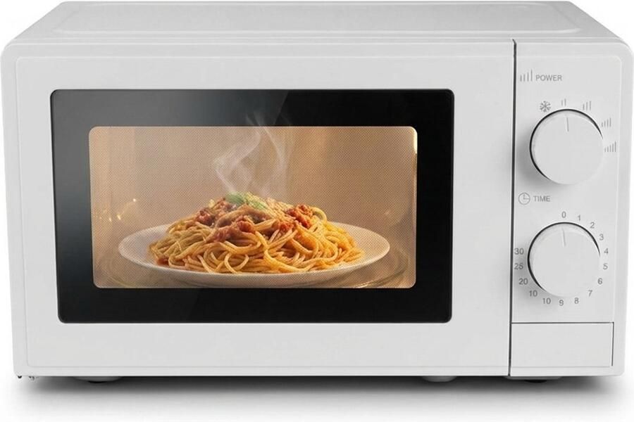 Golermo Magnetron – 20L – 1100W – 8 automatische kookprogramma's – 5 vermogensstanden – Digitale timer – Draaiplateau Ø255 mm – Wit