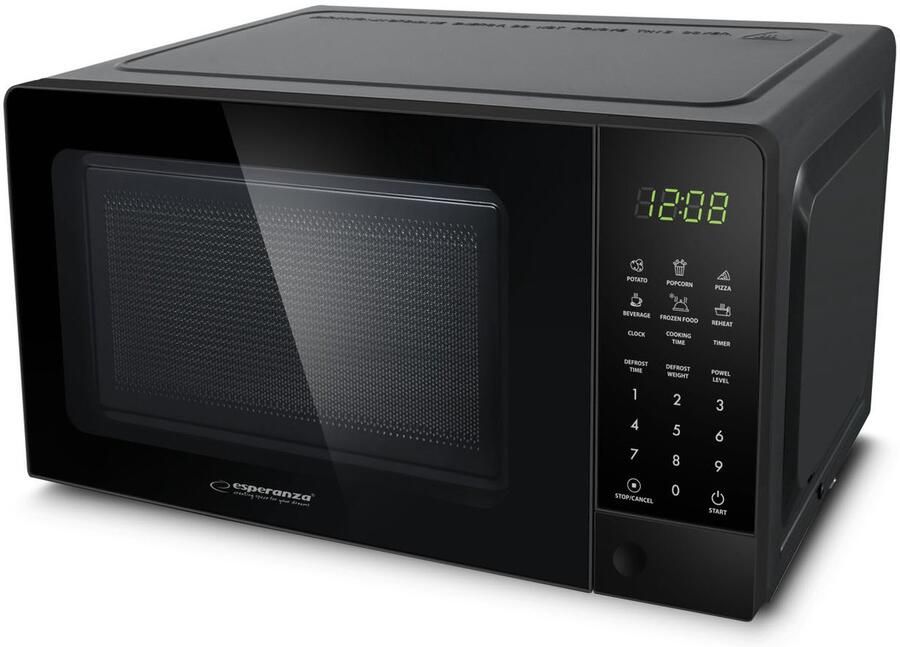 Golermo Magnetron 20L Solo Magnetron 1100W Zwart 6 Automatische Programma's Ontdooifunctie Kinderbeveiliging LED Display Draaiplateau - Foto 2