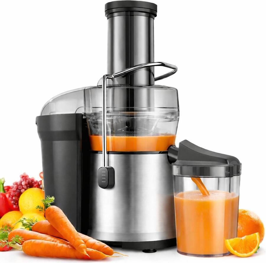 Golermo Sapcentrifuge – Juicer voor Groenten & Fruit – 500W – 2 Snelheden – Grote 65mm Vulopening – 450ml Sapkan – 1500ml Pulpcontainer – Drip-Stop & Veiligheidssysteem