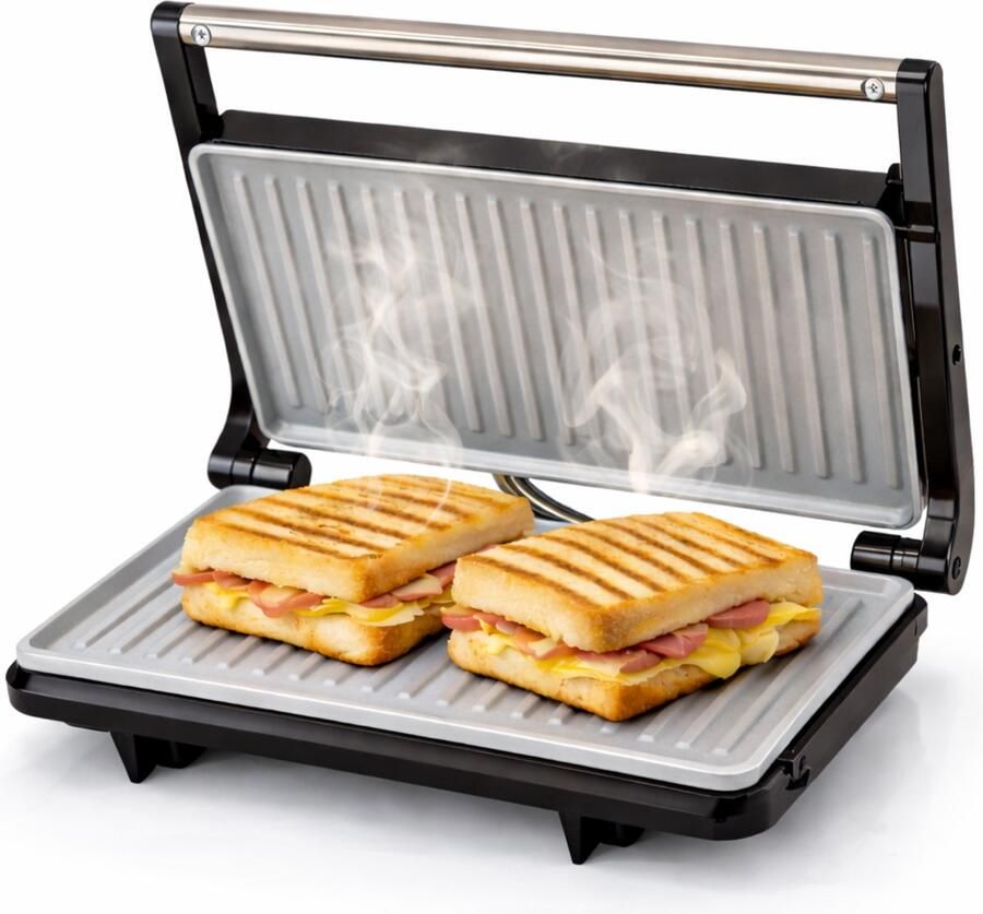 Golermo Tosti Apparaat – Contactgrill voor 2 Tosti s – Uitklapbaar – Panini Grill