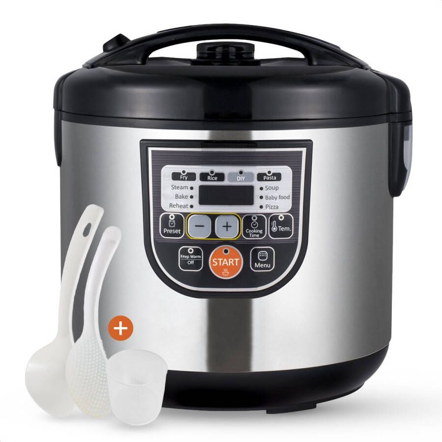 Golermo Multicooker 5L – 11 Programma s + Kookboek 860W Multifunctionele Rijstkoker Slowcooker & Stoomkoker in 1
