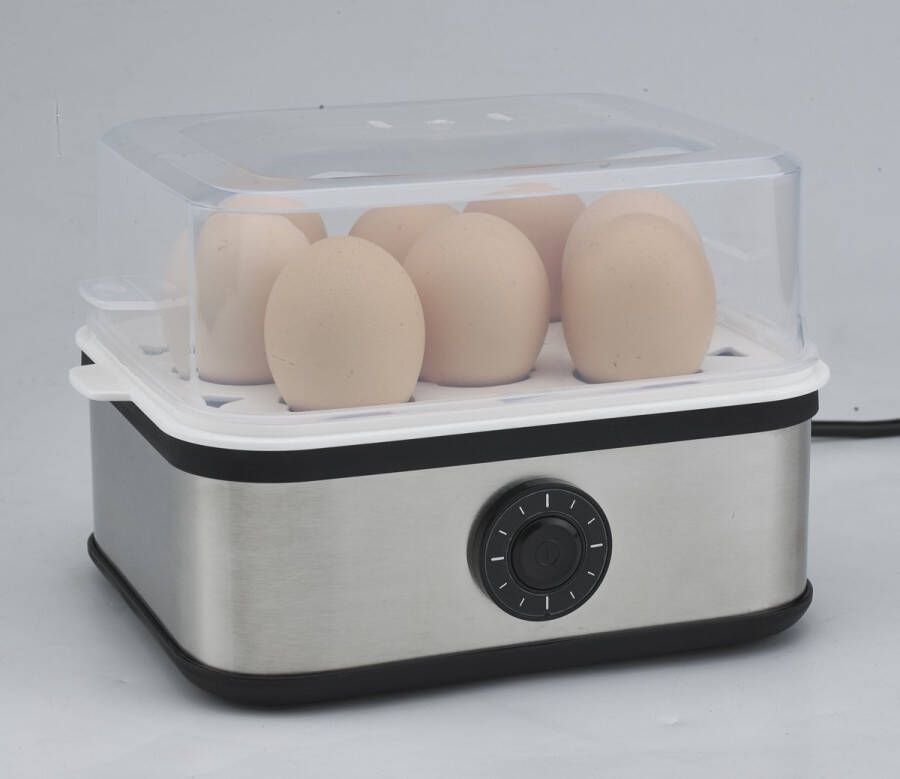 Goliving Eierkoker 2-in-1 tot 8 Eitjes Koken Pocheren Omelet Hard Zacht en Medium Gekookt Elektrisch Met Timer Zilver - Foto 2