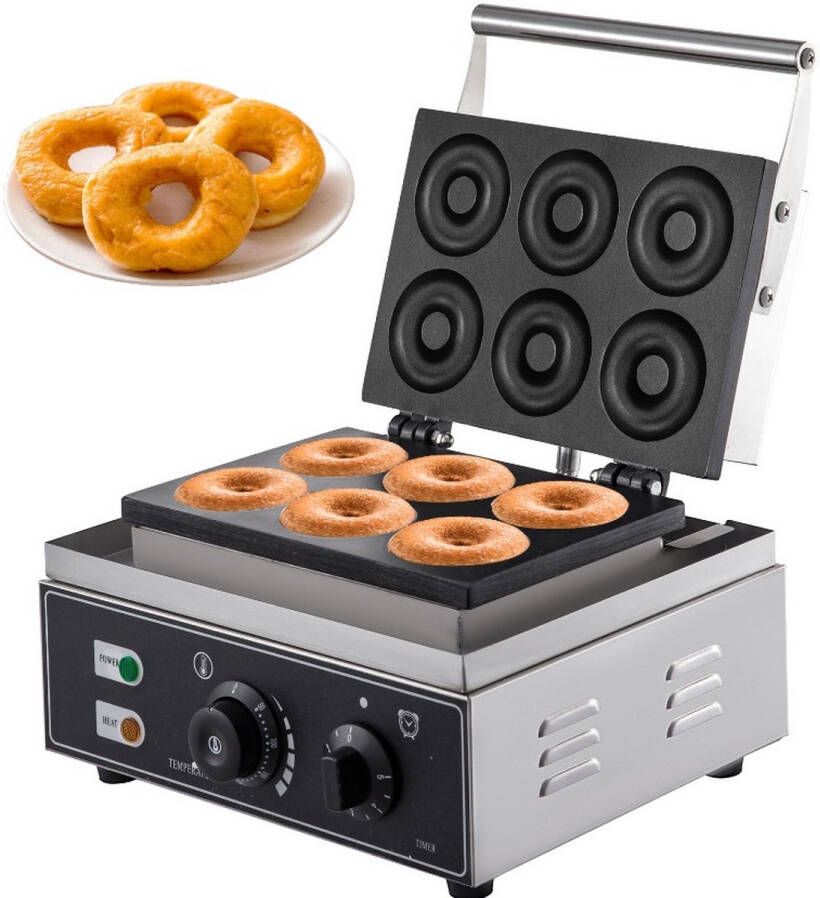 Goodfinds Donutmaker Wafer maker Bagel Cake Antibaklaag Verstelbare thermostaat RVS 6 donuts per keer 1550W