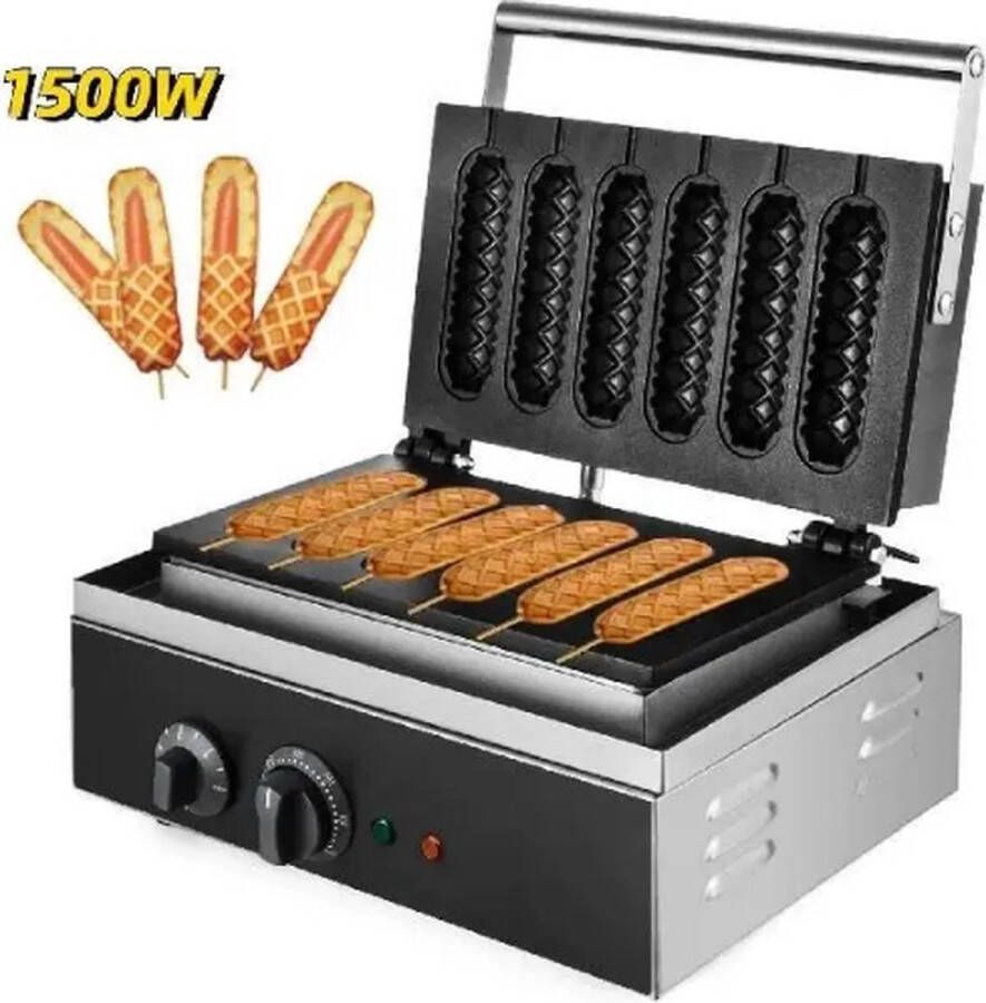 Goodfinds Wafel maker Wafelijzer 1500W Hotdog machine Muffin bakvormen 6 stuks Keuken machine Tosti apparaat