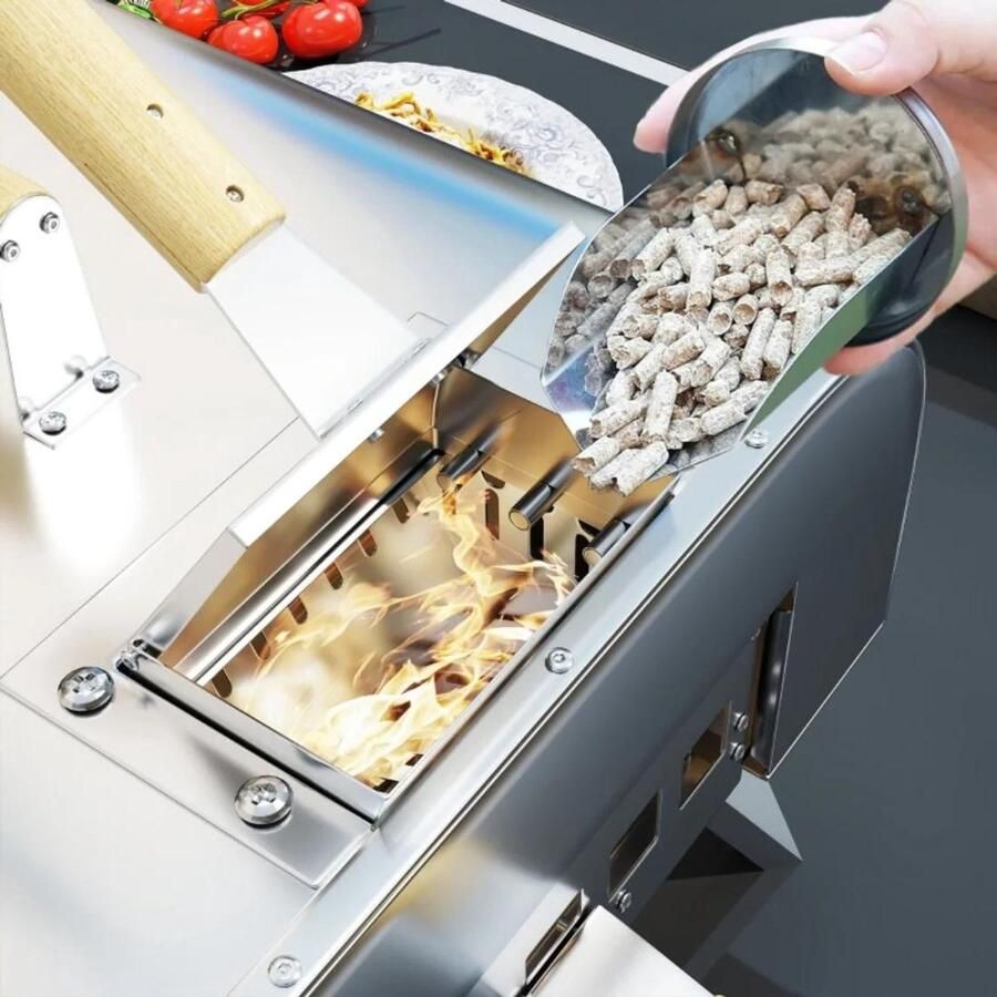 Goodivery Allecto Draagbare pizzaoven Roestvrij staal Houtgestookt Steen Opklapbare poten Pizza bakken Geschikt voor buiten Zwart Met accessoires Inclusief schep AliExpress 15