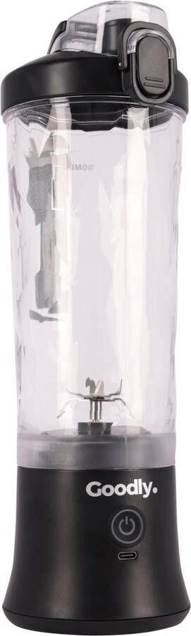 Goodly Blender to go Smoothie maker Draagbare Blender USB Oplaadbaar Juicer Mixer incl. handige gebruikerstips Licht & Compact 600ml zwart