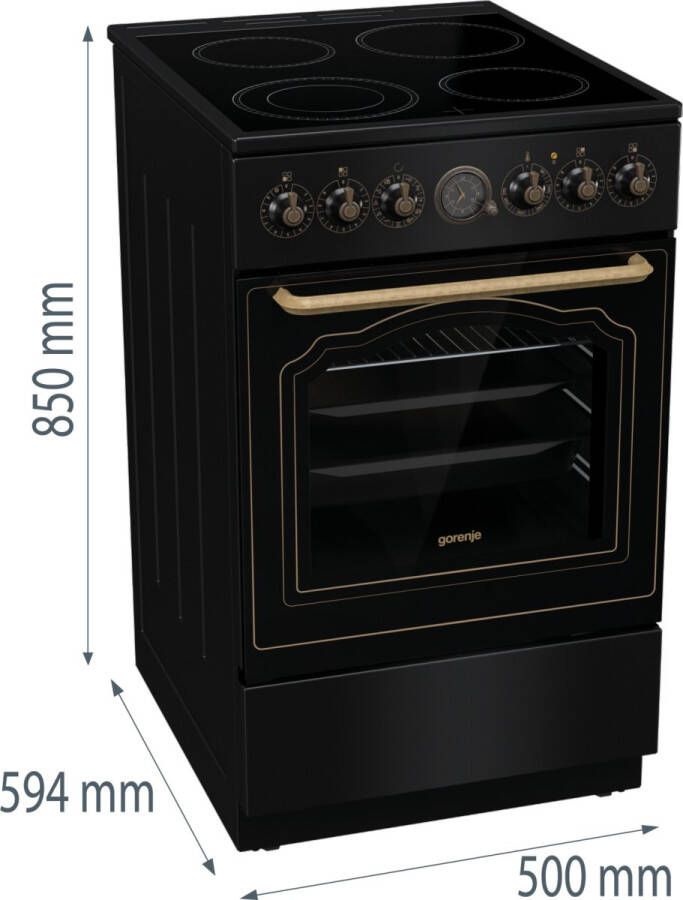 Gorenje GECS5B70CLB Vrijstaand fornuis Zwart Draaiknop Boven voorzijde Bodem Opberglade