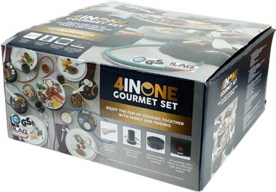 GOURMET SET Gourmetset 4 in one Raclette set Gourmetstel 5-delig Bakplaat Raclette en gourmetstel Incl. Spatels - Foto 2