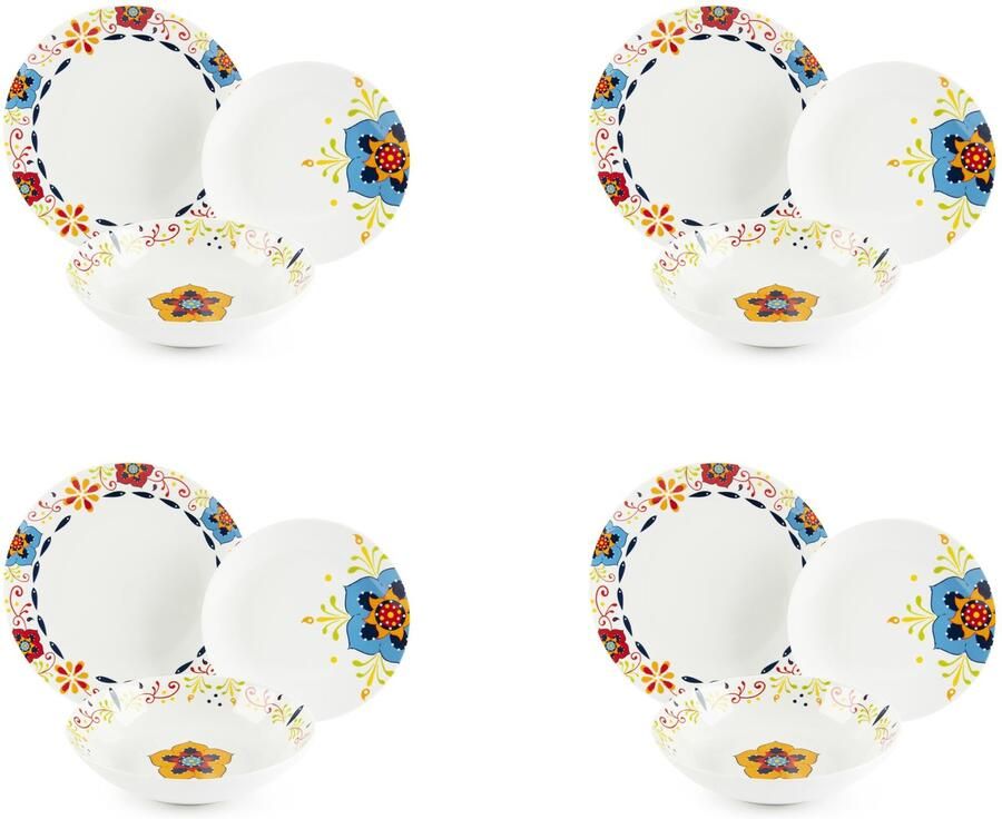 Gourmetbordenset 12-delig Porselein Mexicaans design