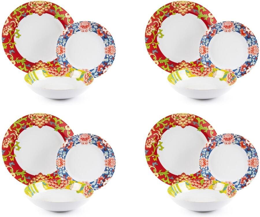 Gourmetbordenset 12-delig Porselein voor 4 personen