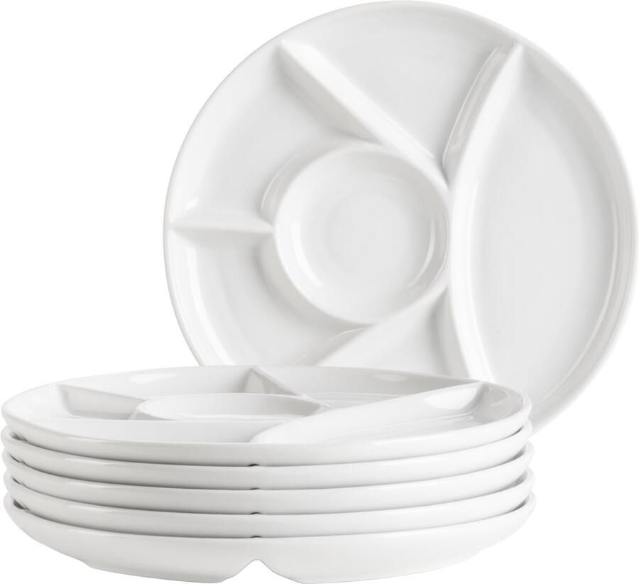 Gourmetbordenset 6 stuks Porselein Wit 21 5 cm