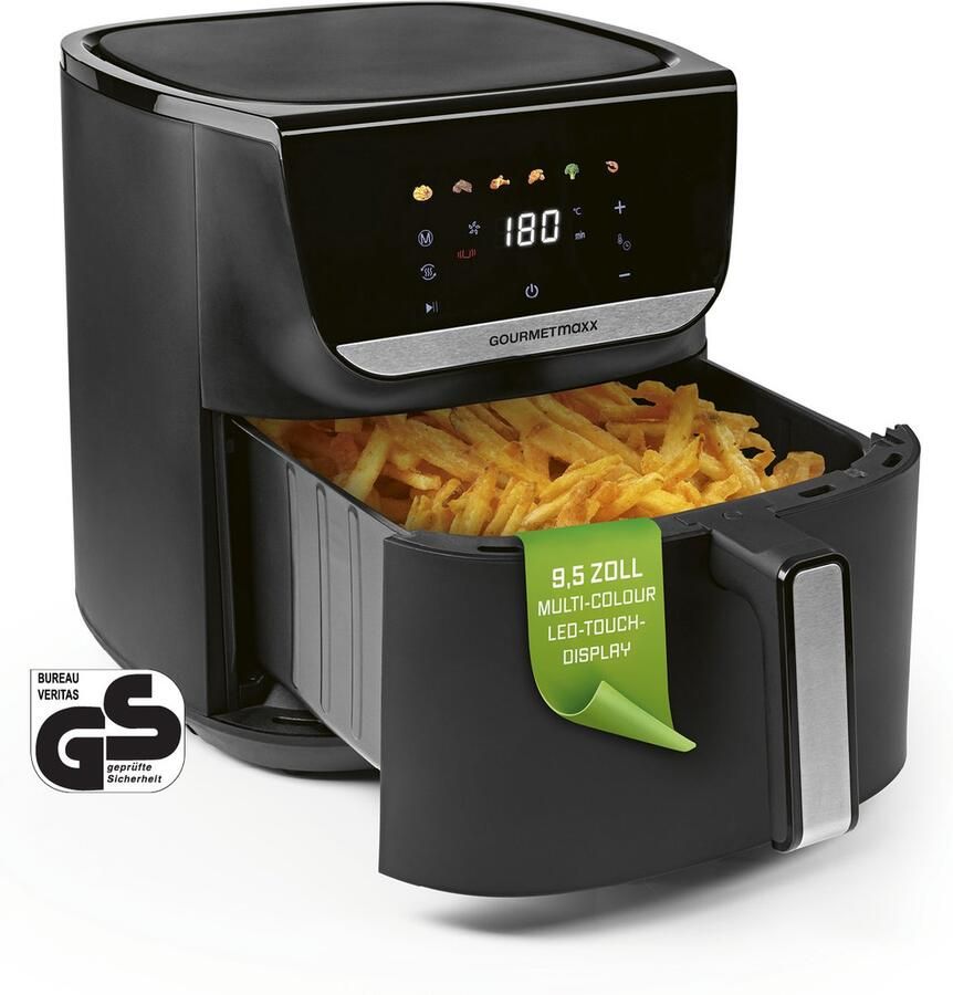 Gourmetmaxx AirGenius heteluchtfriteuse 7 5 l Friteuse met 7 programma's Minioven vetarm frituren voor max. 7 personen Heteluchtfriteuse met kleurendisplay en led-touchscreen