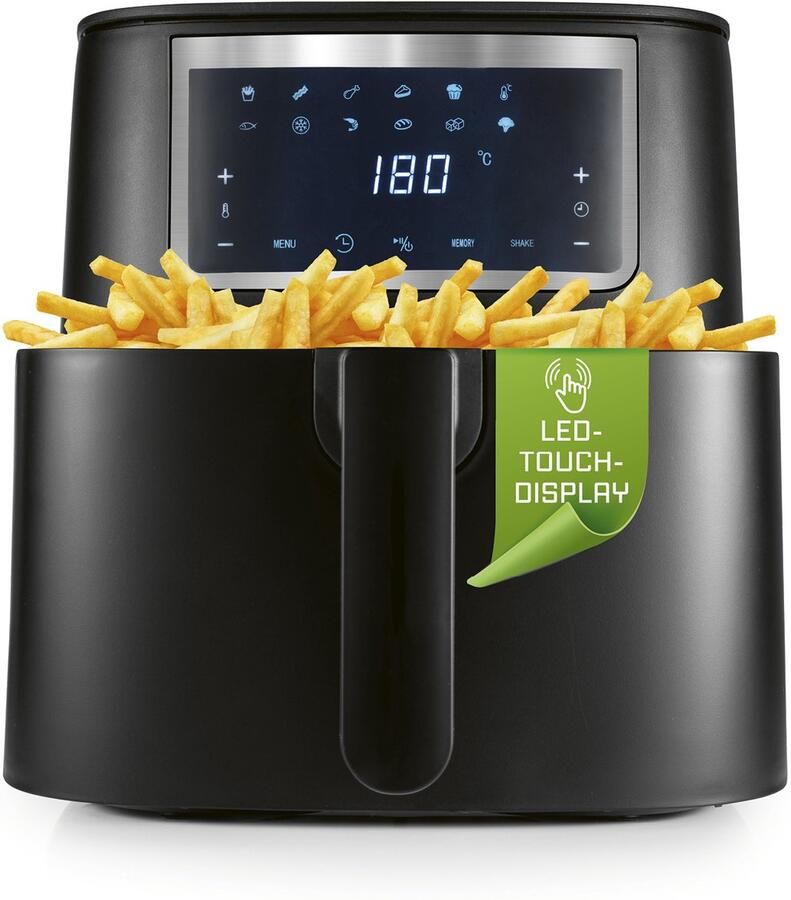 Gourmetmaxx heteluchtfriteuse 6 5 l Airfryer Friteuse met touchscreen 9 functies 11 programma's Minibakoven – bakken met bijna geen olie Airfryer-accessoires vaatwasmachinebestendig