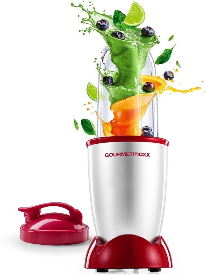 Gourmetmaxx Mr. Magic Power Pro Mixer 400 W Smoothiemaker met meeneemdeksel Blender met mengkom en vershouddeksel voor bewaring Blender met XL-accessoireset voor