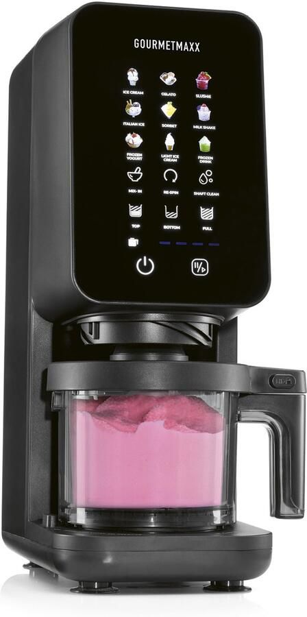 Gourmetmaxx SmoothUp Touch Ijsmachine 700 watt ijsmachine 9 programma's + mix-in-functie ijsmachine slushies & ijs zelf maken ijsmachine met led-display 2 bekers inbegrepen
