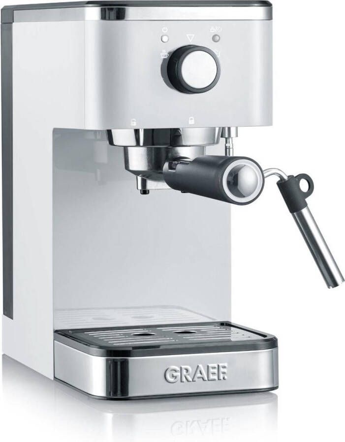 Graef Espresso piston machine ES401 Wit compact 14 cm breed 1400 Watt voor losse koffie en koffiepads