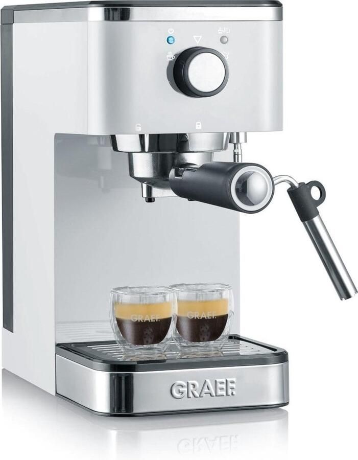 Graef Espresso piston machine ES401 Wit compact 14 cm breed 1400 Watt voor losse koffie en koffiepads