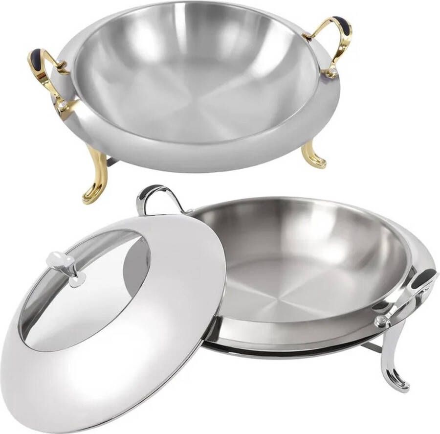 Gran Vida Buffetwarmer Inclusief Deksel & Ventilatiegaten Met Hittebestendige Handgrepen 3L Capaciteit Voor Buffet en Koken Goud
