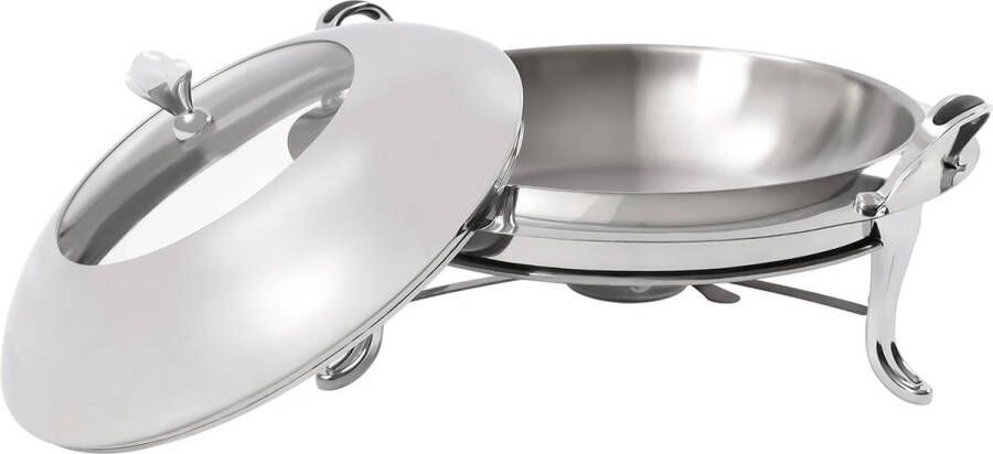 Gran Vida Buffetwarmer Inclusief Deksel & Ventilatiegaten Met Hittebestendige Handgrepen 3L Capaciteit Voor Buffet en Koken Zilver