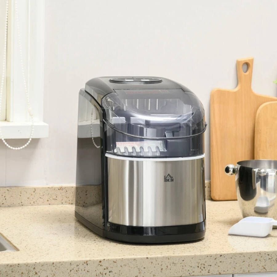 GranMaison LBB IJsblokjesmachine IJsmachine Crushed Ice IJsblokmaker met IJsschep 9 Blokjes in 8 min. Draagbaar met Handvat RVS