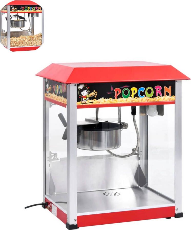 GranMaison Popcorn machine Met Teflonpan 1400 W Horeca Popcornmaker Rood