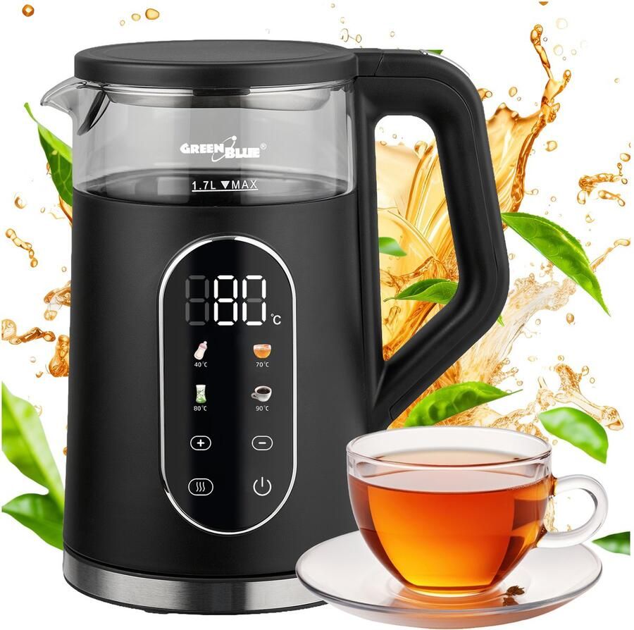 GreenBlue GB670 B Waterkoker 2200 W inhoud 1 7 l Temperatuurregeling Met display