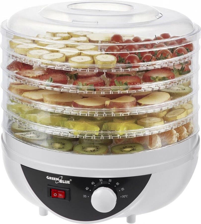 GreenBlue Voedsel droger voor de fruit- champignon- en groenten 250W Extra stil Wit