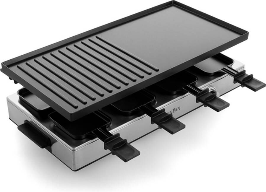 GreenPan Chef's Collection Gourmet Raclette voor 8 Personen Dubbelzijdig Grill & Teppanyaki 52.6x24x15.4 cm 1700W Keramische Antikleef PFAS-vrij Zwart Jeroen Meus - Foto 4