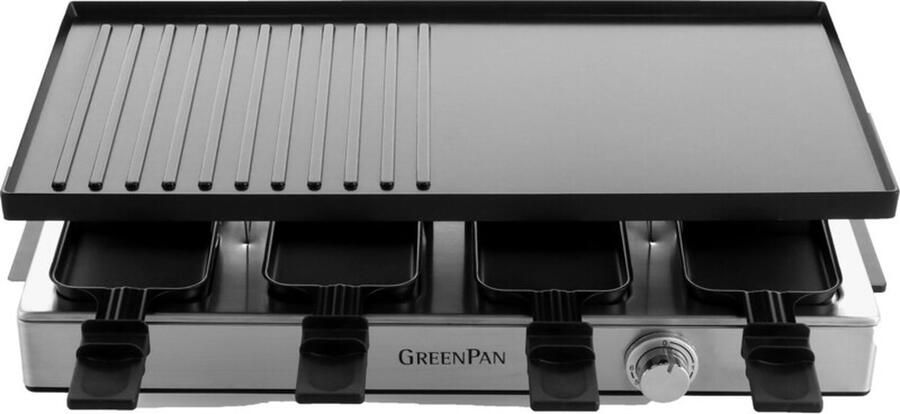 GreenPan Chef's Collection Gourmet Raclette voor 8 Personen Dubbelzijdig Grill & Teppanyaki 52.6x24x15.4 cm 1700W Keramische Antikleef PFAS-vrij Zwart Jeroen Meus - Foto 3