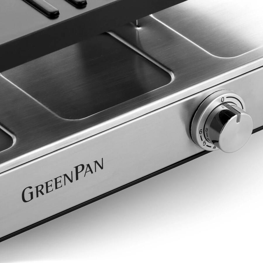 GreenPan Chef's Collection Gourmet Raclette voor 8 Personen Dubbelzijdig Grill & Teppanyaki 52.6x24x15.4 cm 1700W Keramische Antikleef PFAS-vrij Zwart Jeroen Meus