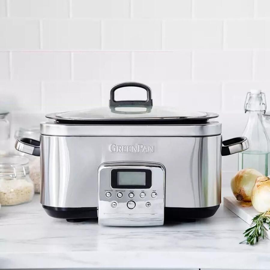 Greenpan Slowcooker 6.0 liter RVS Keramische anti-baklaag - Foto 2