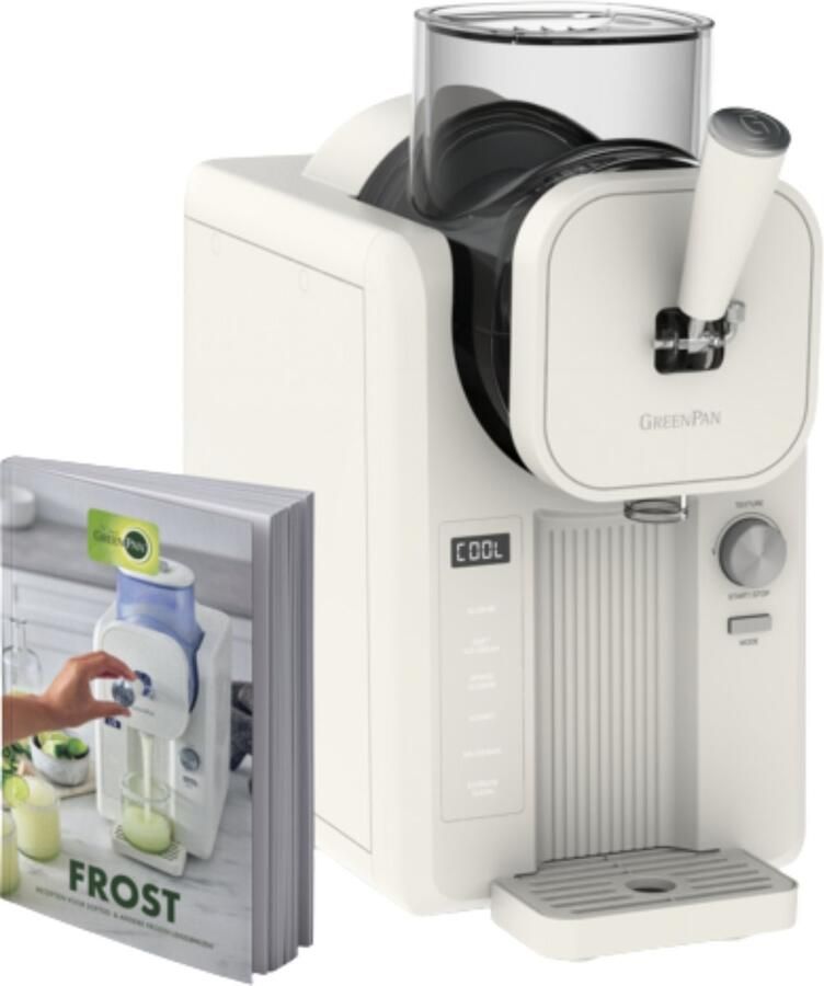 GreenPan FROST Zelfvriezende Ijsmachine met Receptenboek NL Roomijs Slushies Milkshakes & Smoothies – zonder voorvriezen – 1.8L – Klaar in 30 Min – 6 Standen & 7 Texturen – Wit