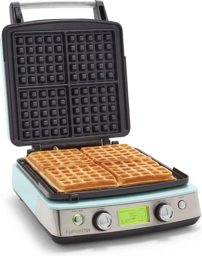 GreenPan Wafelijzer Blue Haze (incl. 2 sets wafelplaten) PFAS-vrije keramische antiaanbaklaag - Foto 2