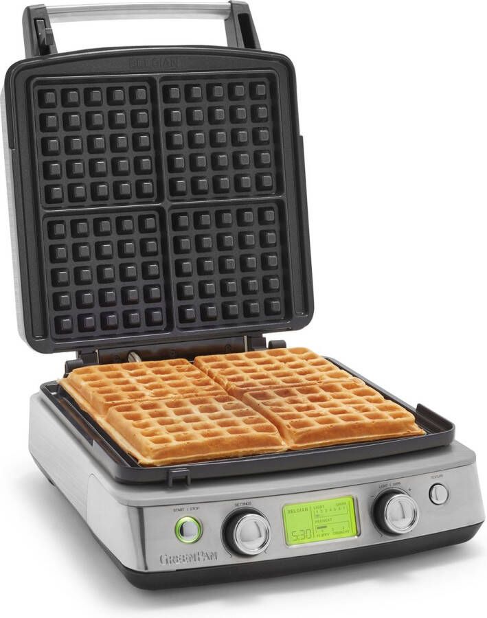 GreenPan Wafelijzer Stainless Steel (incl. 2 sets wafelplaten) PFAS-vrije keramische antiaanbaklaag