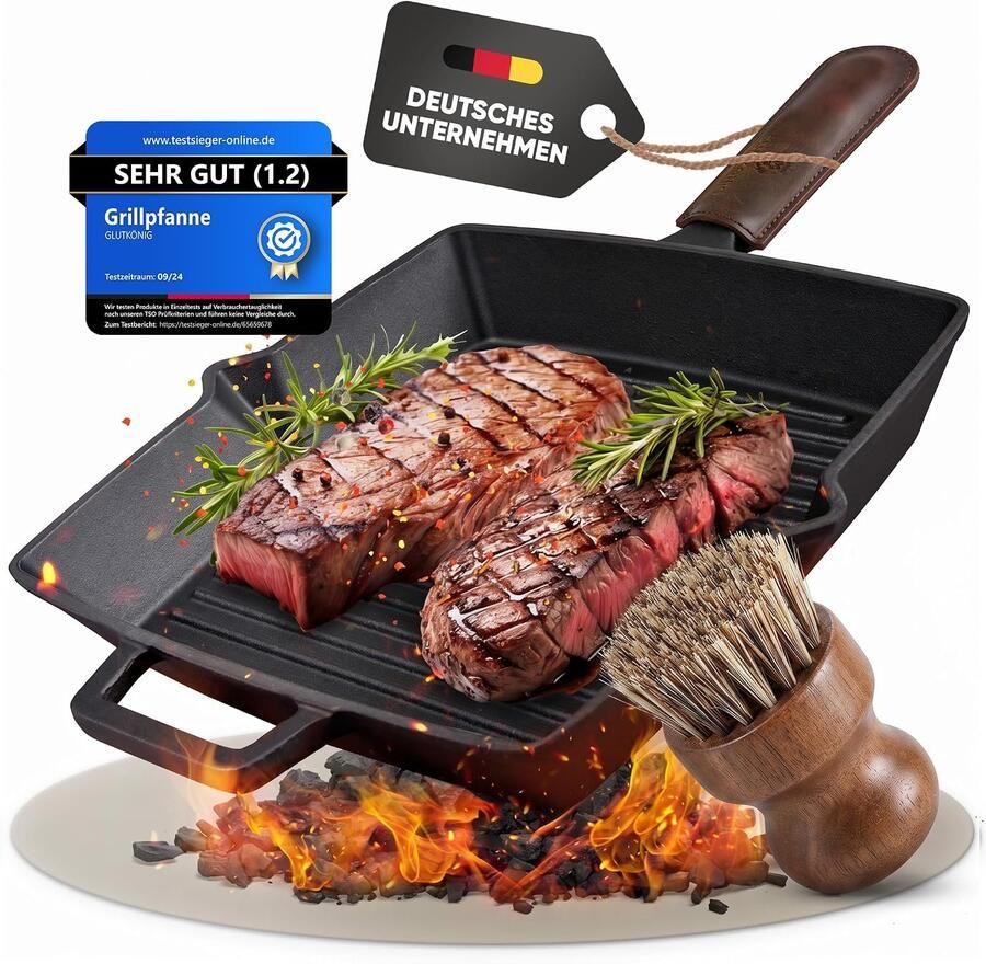 Grillpan met emaille 26 cm geschikt voor inductie