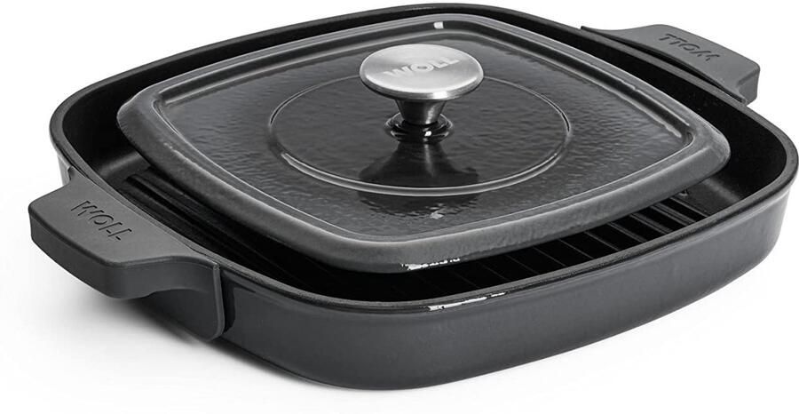 Grillpan vierkant met groeven 28 x 28 cm Gietijzer