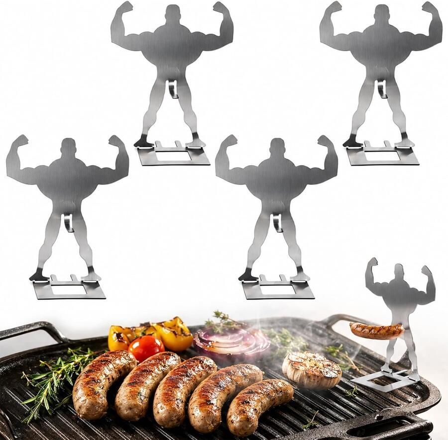 Grillworsthouder RVS 18 cm Herbruikbare BBQ Gadget voor Hotdogs en Braadworsten