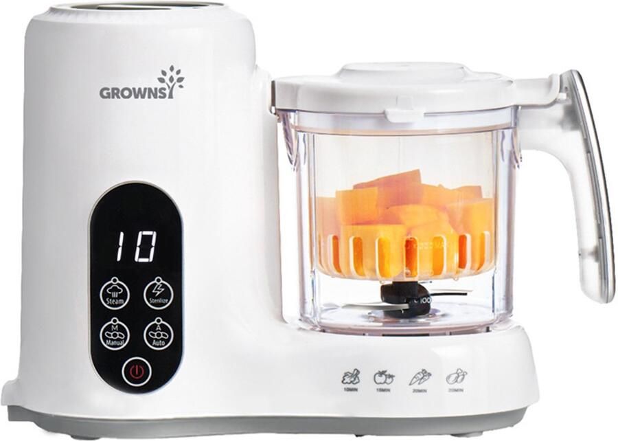 Grownsy Babyvoedingsbereider met stoommand stoompan mixer en sterilisator in één apparaat BPA-vrij voor gezonde zelfgemaakte babyvoeding BPA-vrij
