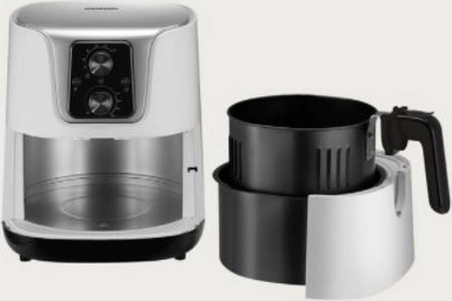 Grundig FRY 6840 Enkel 3 l Vrijstaand 1300 W Heteluchtfriteuse Zwart Wit