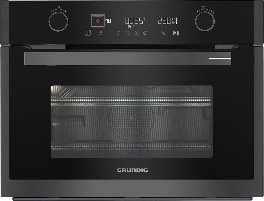 Grundig GEKW19400DX compacte oven met magnetronfuncties 45 cm EEK A