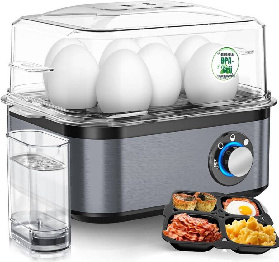 Gtb Eierkoker electrisch Eierkoker met timer Zilver ‎21cm x 15cm x 17cm