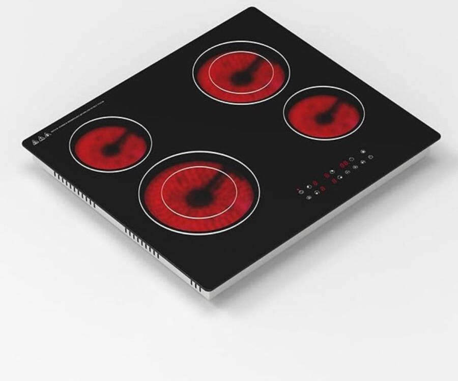 Gtb Elektrische Kookplaat 4 Pits Elektrische Fornuis Elektrische Kookplaat Vrijstaand 4 Kookzones Kinderslot Zwart 53cm x 59cm x 6cm